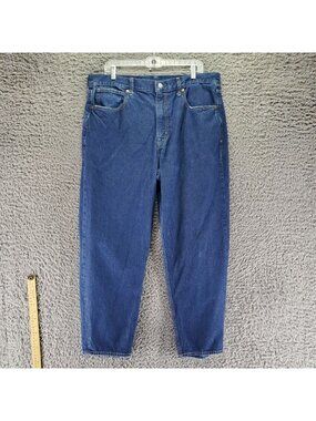 Gap Jeans Womens 33/16 Long Blue Barrel Leg High Rise Cotton Denim